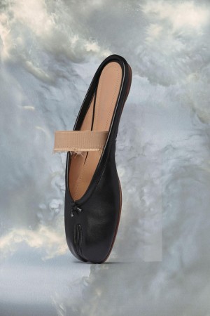 Maison Margiela Tabi Elastic Band Mule Black | UK_MM54904