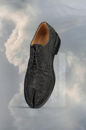 Maison Margiela Tabi Rhinestone Lace-up Black | UK_MM51229