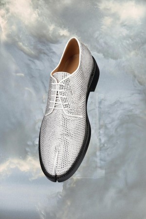 Maison Margiela Tabi Rhinestone Lace-up Silver | UK_MM24257