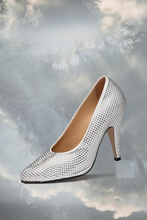 Maison Margiela Tabi Rhinestone Pump Silver | UK_MM49787
