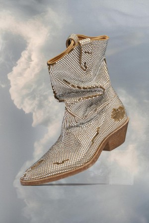 Maison Margiela Tabi Rhinestone Western Boot Silver | UK_MM80268