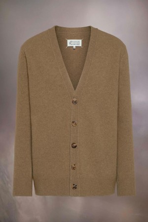 Maison Margiela Washed Lambswool Cardigan Brown | UK_MM54428