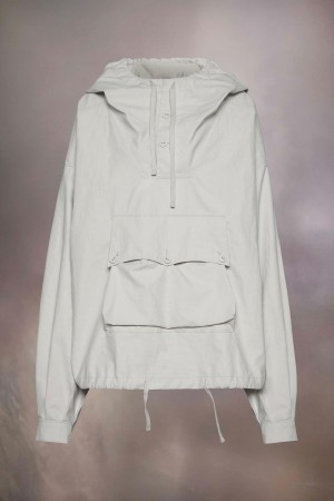 Maison Margiela Waxed Rubber Hooded Windbreaker Grey | UK_MM32335