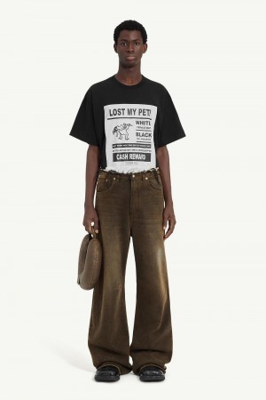 Maison Margiela Wide Leg Denim Trousers Brown | UK_MM40017
