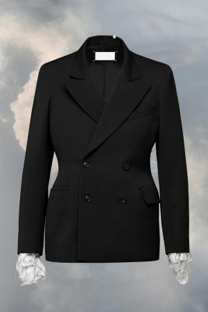 Maison Margiela Wool Couture Waist Suit Jacket Black | UK_MM16883