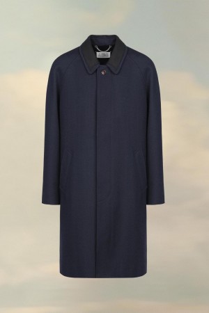 Maison Margiela Wool Viscose Coat Deep Blue | UK_MM58768